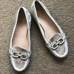 White and light gold Coach Loafers